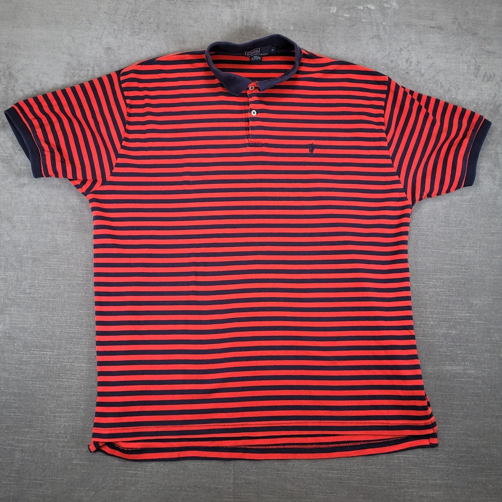 Polo Ralph Lauren‎ Y2K Striped Polo Shirt Cotton Short Sleeve XL